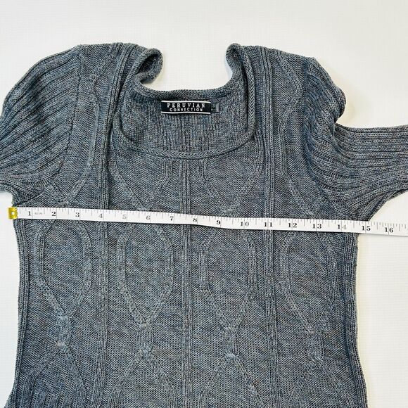 Peruvian Connection Sweater Dress Womens Sz Small Gray Pima Cotton Stretch Knit - Picture 8 of 9